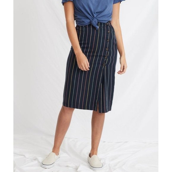 NWT Marine Layer Cecille Skirt in Navy Multi Stripe X-Small - Picture 3 of 8